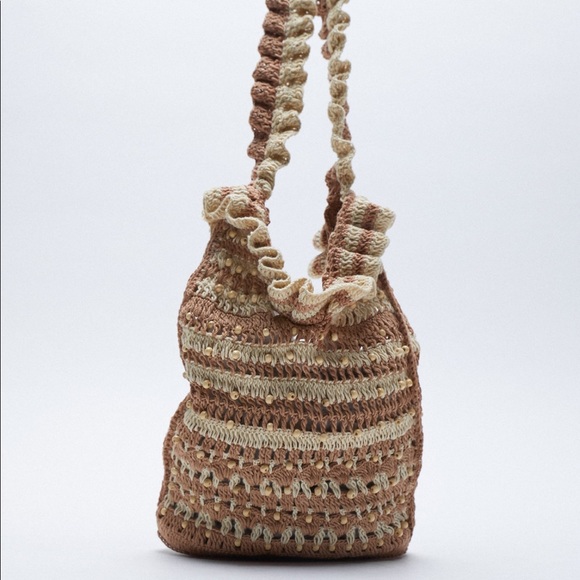 Zara Handbags - NWT’S Zara Ruffled Crochet Shopper